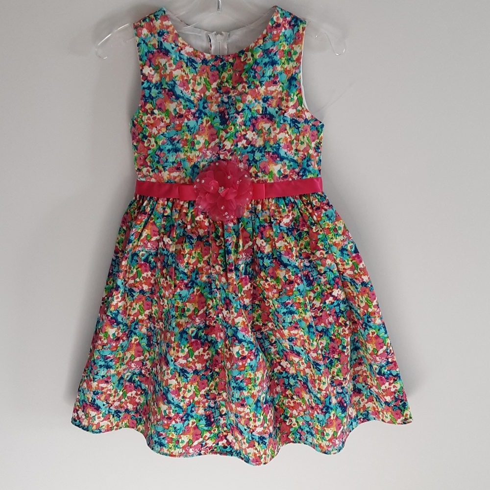 Rare Edition floral sleeveless dress girls 6 NEW